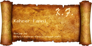 Kehrer Fanni névjegykártya